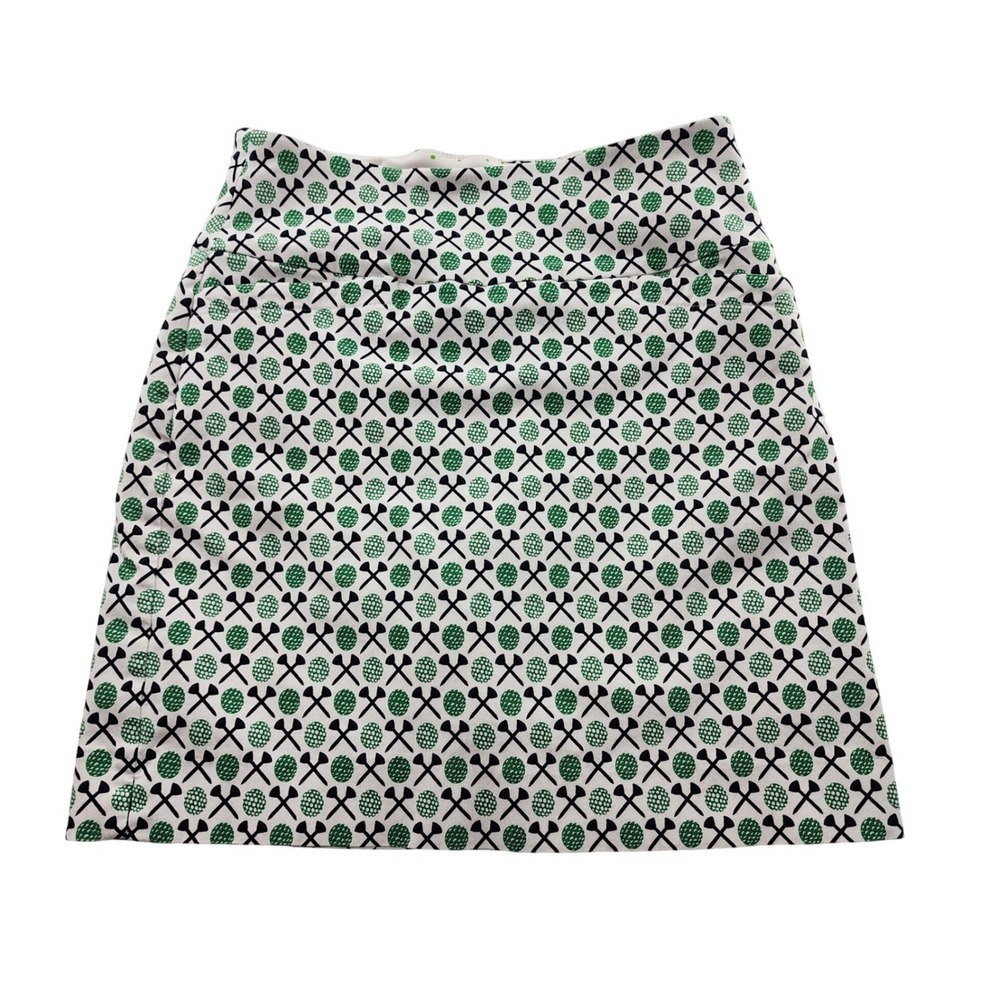 Swing Control Golf Skort Women 6 White Green Golf Ball Tee Print Rayon Blend